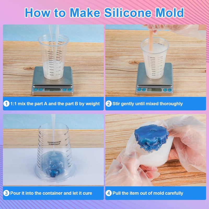 MITINU Silicone Mold Making Kit, 70.5oz 15A Elastic Liquid Silica Gel for Casting Resin molds and Candle & Soap Mold,Fast Cure Translucent Platinum Silicone Rubber - Image 4